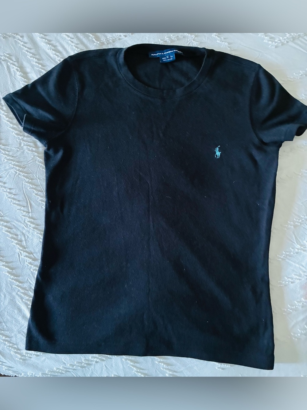 Polo by Ralph Lauren Black Crewneck Tee with Signature Pony women large 1
